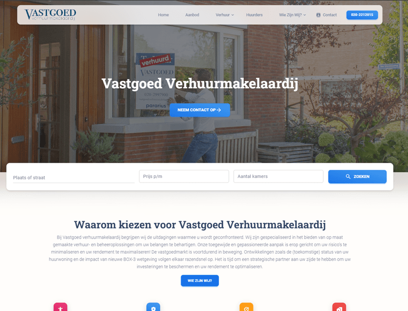 Vastgoed Verhuurmakelaardij web app UI